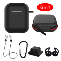 Cyoo 6in1 Silikon Hülle AirPods Cover Schwarz